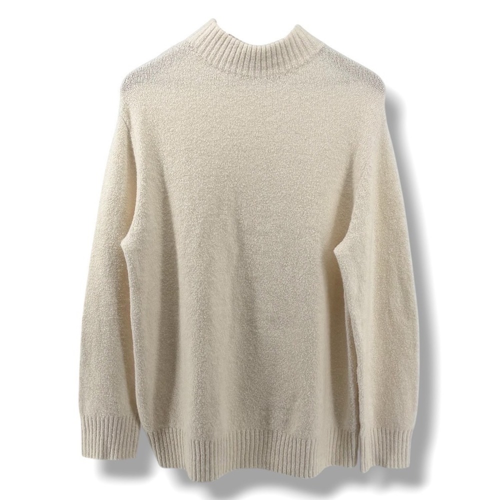 Jenni Kayne Sweater Women Oversized XS Ivory Alpaca Merino Wool Blend Mock Neck